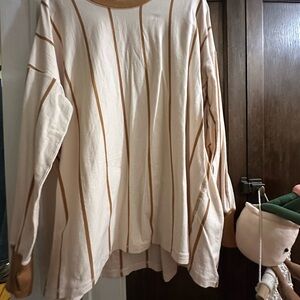 NWT Free People size L- Striped Cream long sleeve